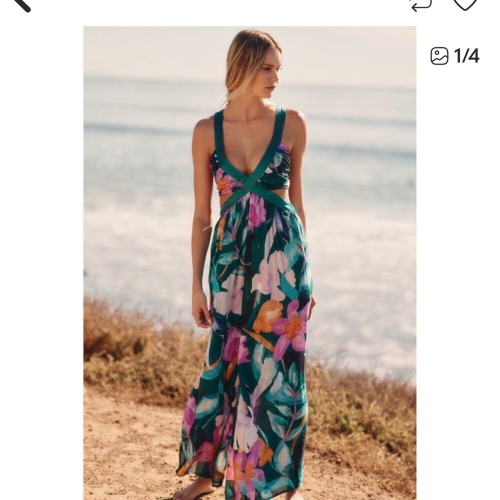 Anthropologie Brinley Tropical Floral cut out Jumpsuit